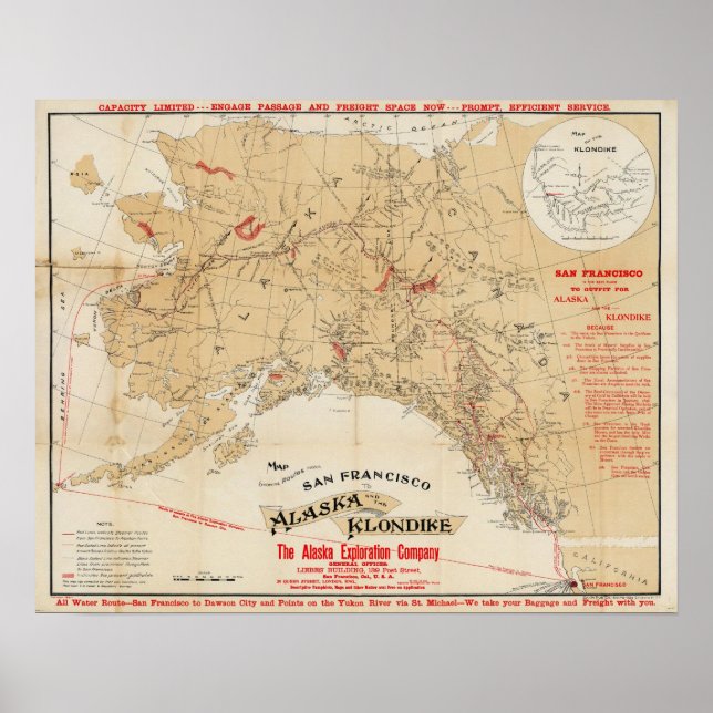 Affiche Carte montrant les itinéraires de San Francisco à  (Devant)