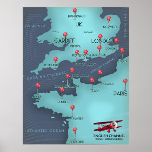 Affiche Carte nautique de la Manche