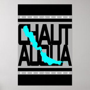 Affiche Carte nautique du lac Chautauqua, État de New York