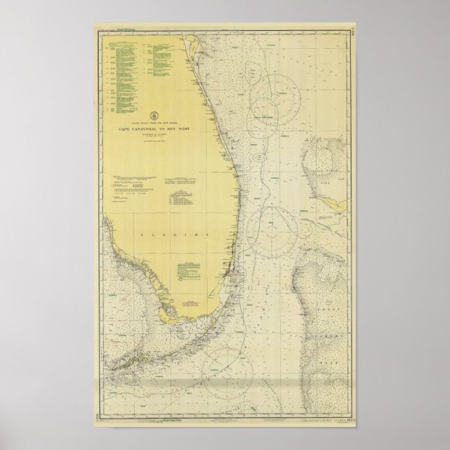 Affiche Carte nautique vintage de Floride (Devant)