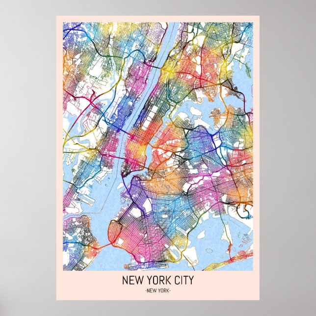 Affiche Carte New York (Devant)