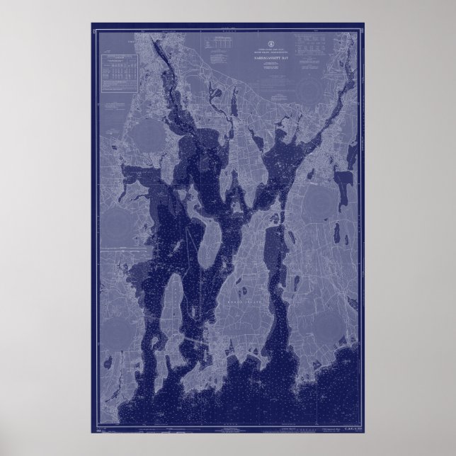 Affiche Carte Newport de la baie de Narragansett Carte gra (Devant)