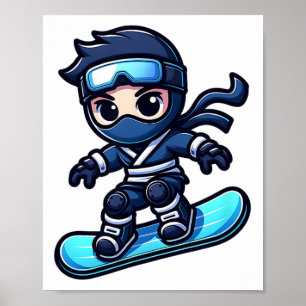 Affiche Carte Ninja Snowboard Ninja Snow Rider Snowboardin