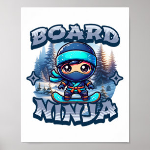 Affiche Carte Ninja Snowboard Ninja Snow Rider Snowboardin