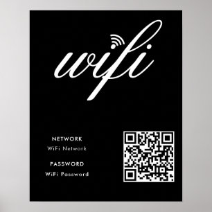 Affiche Carte noire du réseau Wifi de marque personnalisée