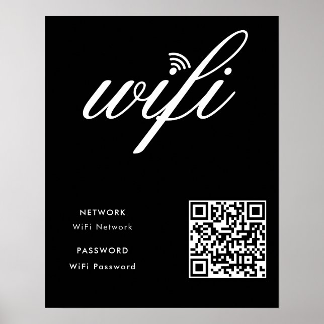 Affiche Carte noire du réseau Wifi de marque personnalisée (Devant)