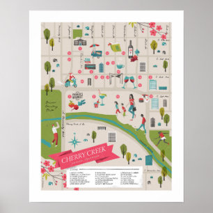 Affiche Carte Nord de Cherry Creek 16x20in