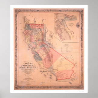 Affiche Carte officielle de la Californie