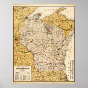 Affiche Carte officielle du chemin de fer du Wisconsin (19