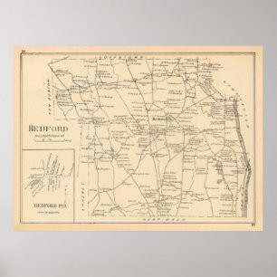 Affiche Carte Old Bedford NH (1892)