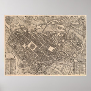 Affiche Carte Old Wroclaw Pologne (1588) Vintage Breslau C