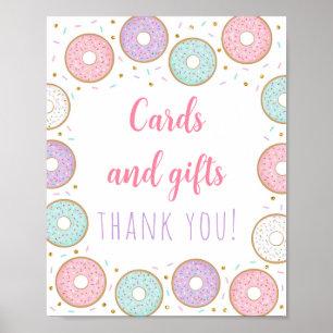 Affiche Carte or rose Donut & Cadeaux Signal d'anniversair