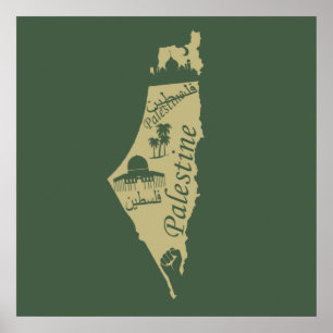 Affiche carte Palestine libre illustration liberté