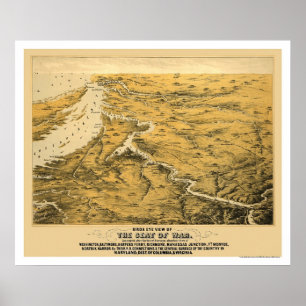 Affiche Carte panoramique 1861 de guerre civile