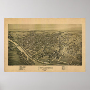 Affiche Carte panoramique 1893 Pottstown PA Pennsylvanie