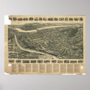 Affiche Carte panoramique antique de Jervis New York 1920