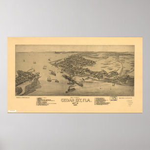 Affiche Carte panoramique antique de la Floride 1884 princ