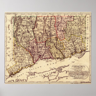 Affiche Carte panoramique ConnecticutConnecticut 2