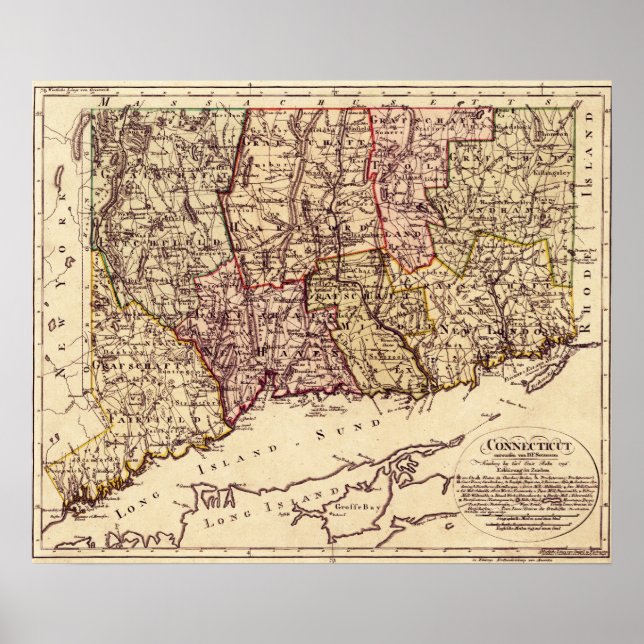 Affiche Carte panoramique ConnecticutConnecticut 2 (Devant)