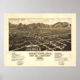 Affiche Carte panoramique de Buena Vista le Colorado 1882