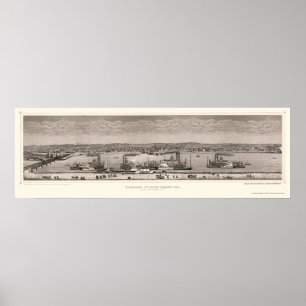 Affiche Carte panoramique de l'île de roche, IL - 1874