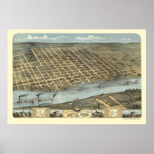 Affiche Carte panoramique de Little Rock, Arkansas - 1871
