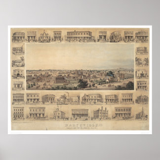 Affiche Carte panoramique de Marysville, Californie (2505A