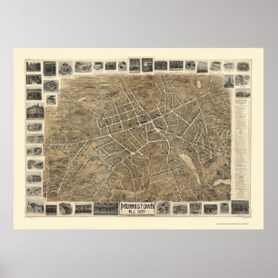 Affiche Carte panoramique de Morristown, NJ - 1899