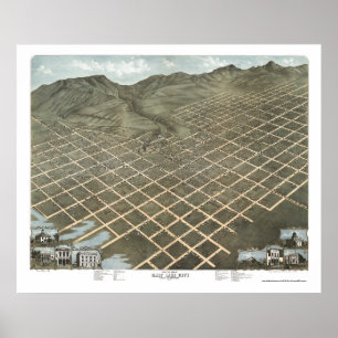 Affiche Carte panoramique de Salt Lake City, UT - 1870