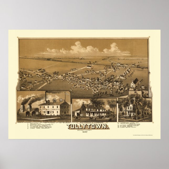 Affiche Carte panoramique de Tullytown, Pennsylvanie - 188 (Devant)