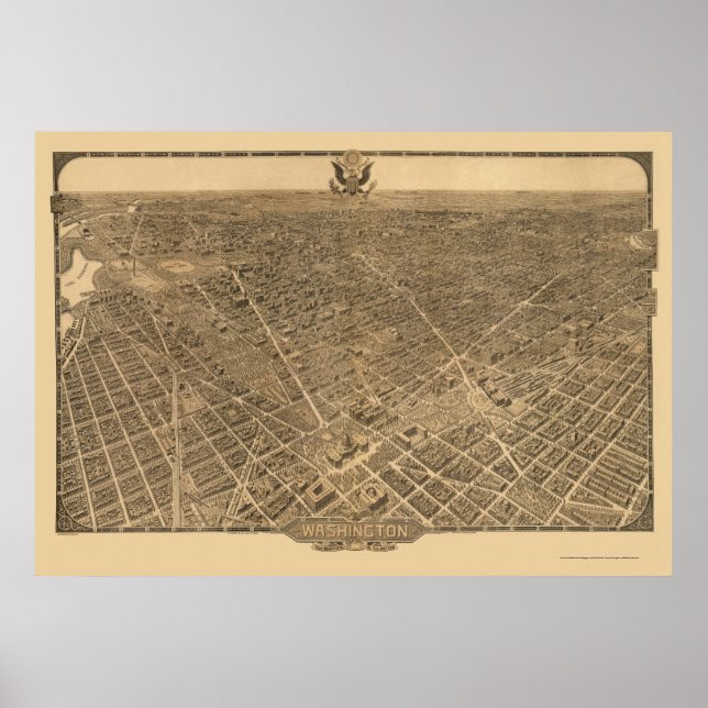 Affiche Carte panoramique de Washington, DC - 1921 (Devant)