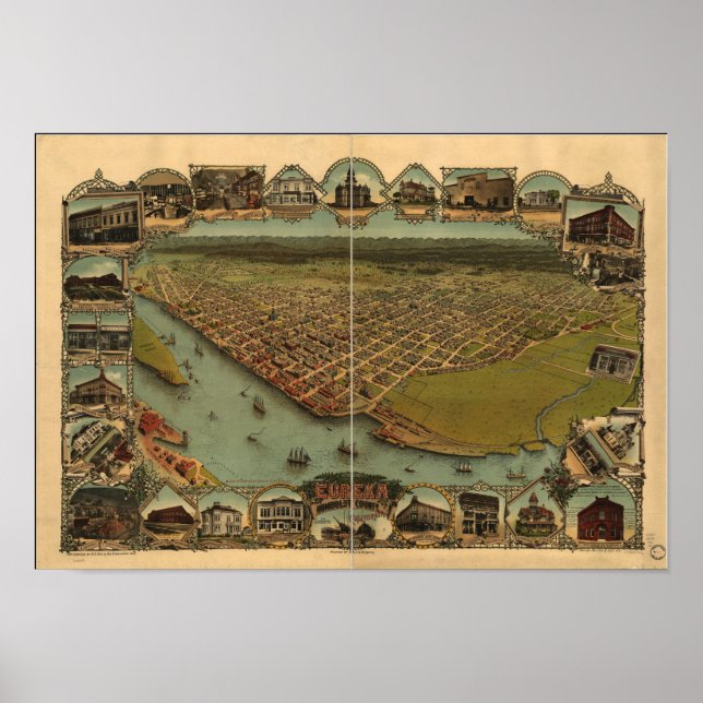Affiche Carte panoramique Eureka California 1902 (Devant)