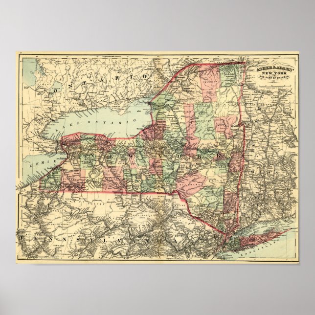 Affiche Carte panoramique New YorkNew York (Devant)