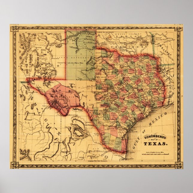 Affiche Carte panoramique Texas (Devant)