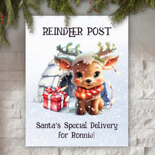 Affiche Carte Pastel Neige Père Noël Jote Reindeer Noël