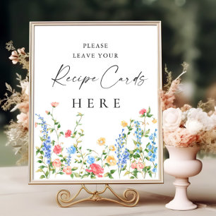 Affiche Carte Pastel Pink Bohemian Fleurs sauvages Recette