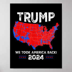 Affiche Carte Patriotique Rouge Et Bleu, Donald Trump, Nou