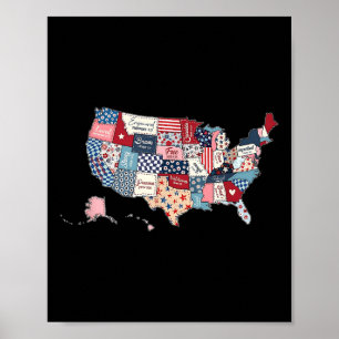 Affiche Carte Patriotique Usa Drapeau Américain Usa Funny