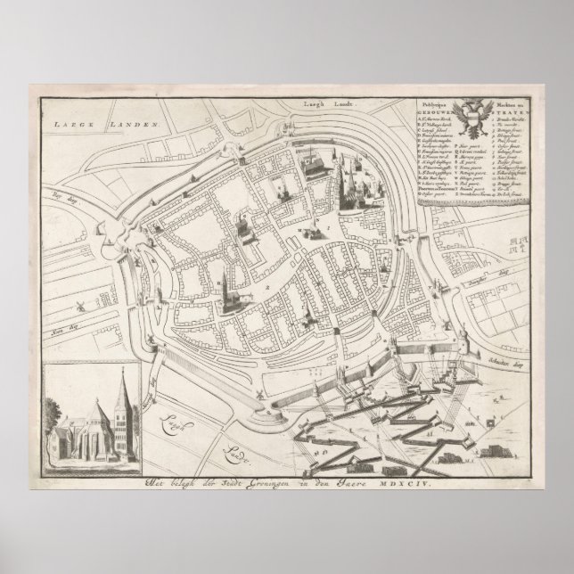 Affiche Carte Pays-Bas vintage Groningen (1594) (Devant)