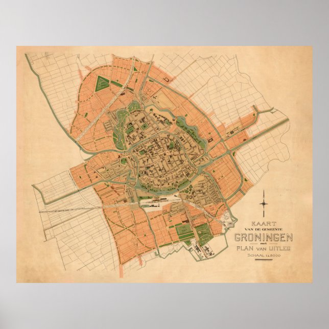 Affiche Carte Pays-Bas vintage Groningen (1903) (Devant)