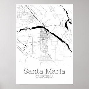 Affiche Carte père Noël Maria - Californie - Carte de la v
