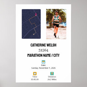 Affiche Carte personnalisée du coureur ayant terminé la pr