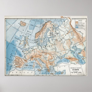 Affiche Carte physique de l'Europe (1916)