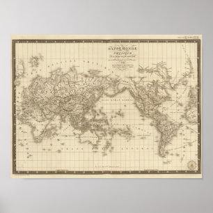 Affiche Carte physique du monde