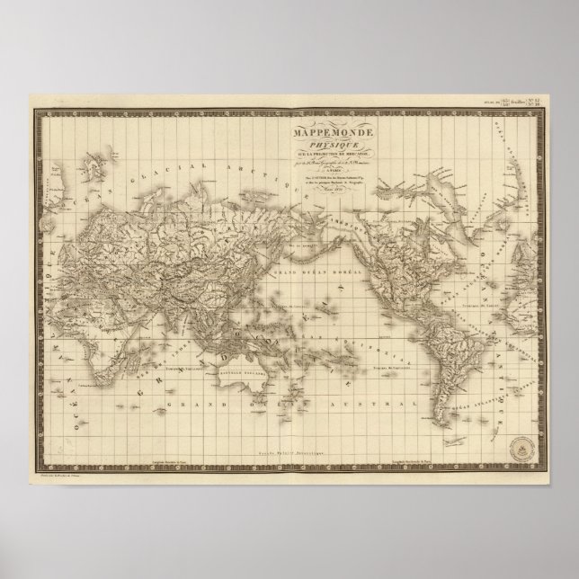 Affiche Carte physique du monde (Devant)