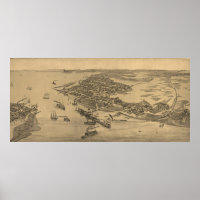 Carte picturale vintage de Cèdre Key FL (1884)