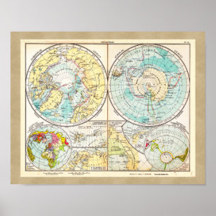 Affiche Carte polaire de langue allemande