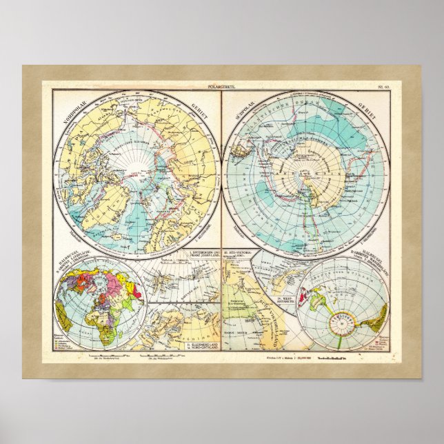 Affiche Carte polaire de langue allemande (Devant)