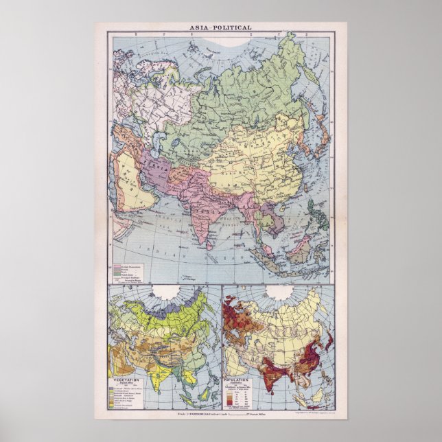 Affiche Carte politique | Asie (Devant)