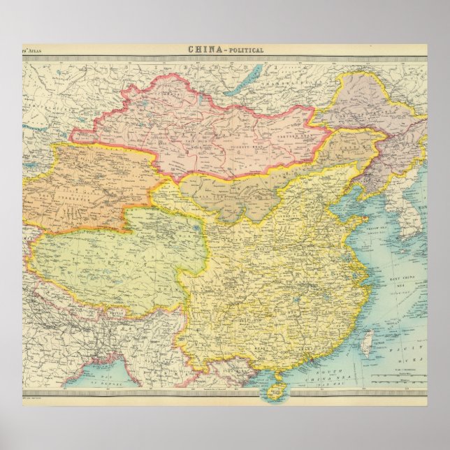 Affiche Carte politique chinoise (Devant)